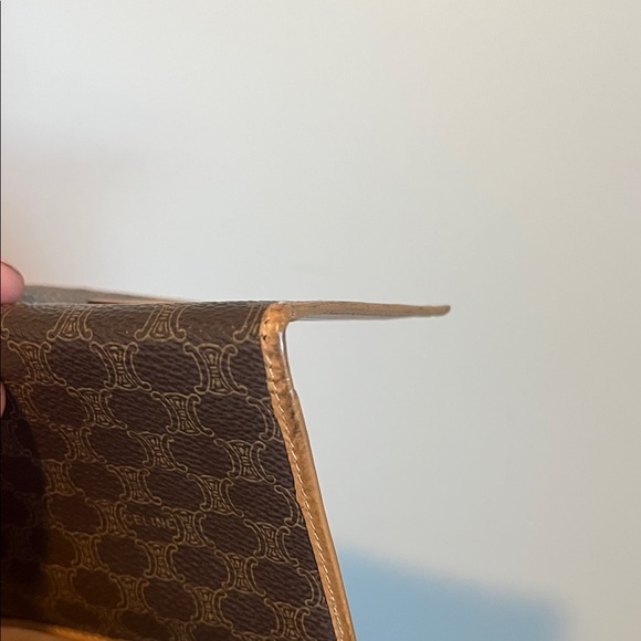 Celine Dark Brown Monogram Card Holder with Tan Trim - Picture 6 of 10